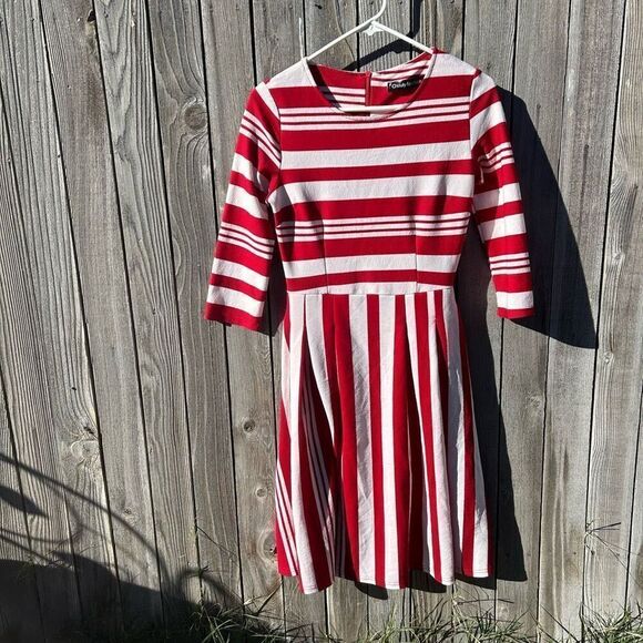 Oxiuly Fashion dress pockets stripes mid length size medium - Picture 1 of 9